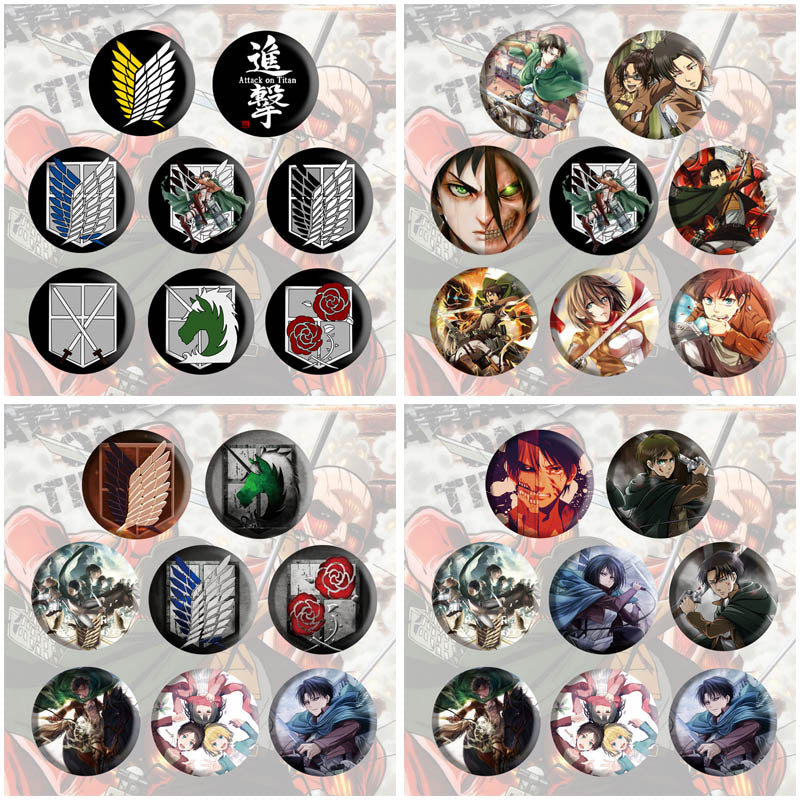 Attack on Titan anime brooch pins (58mm)