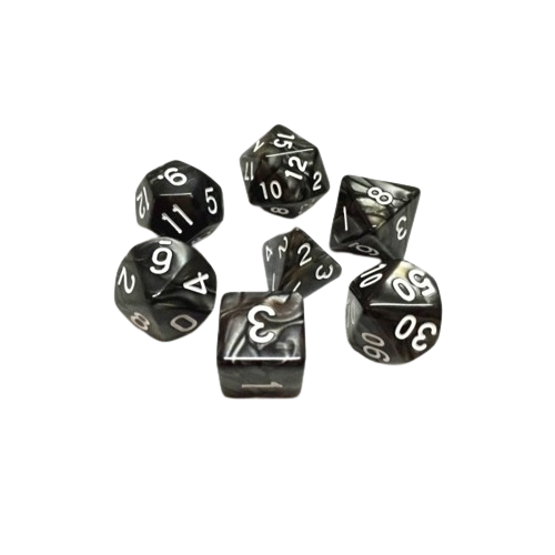 Pearl Black Polyhedral Dice Set