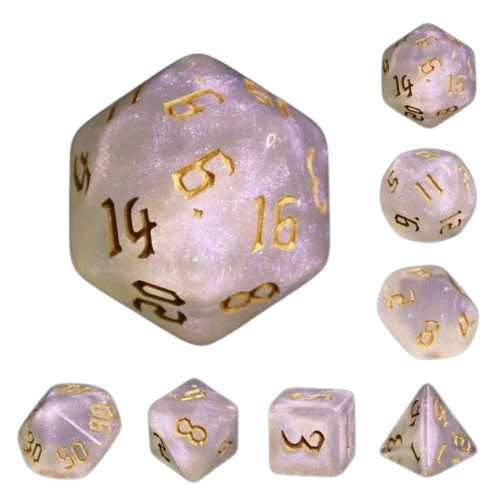 White Glitter Polyhedral Dice Set