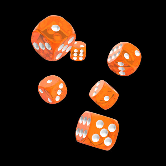 oakie doakie D6 Dice 12mm Translucent Orange (36)