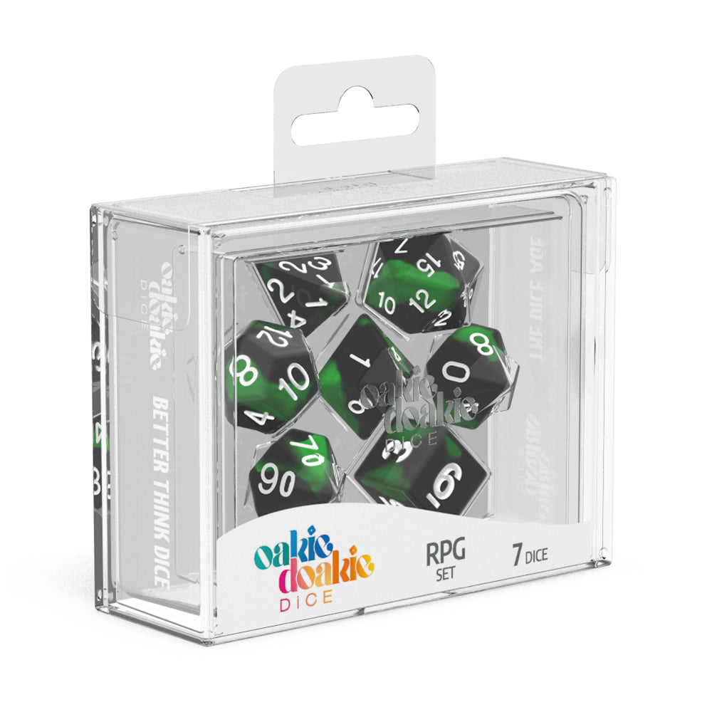 oakie doakie Dice RPG Set Glow in the Dark Biohazard (7)