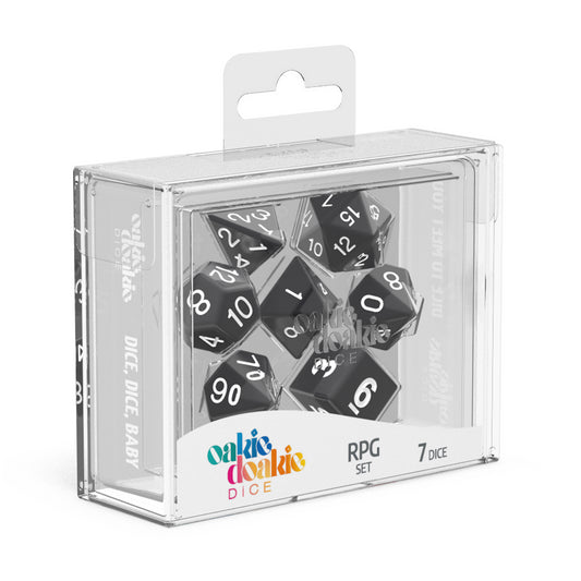 oakie doakie RPG Dice Set Solid Black (7)